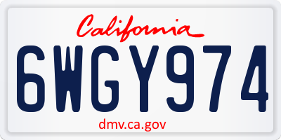 CA license plate 6WGY974