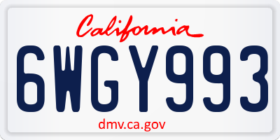 CA license plate 6WGY993