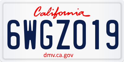 CA license plate 6WGZ019