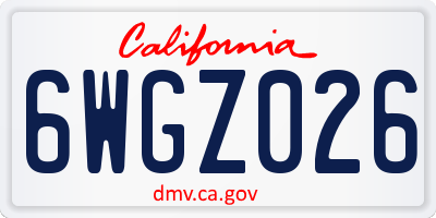 CA license plate 6WGZ026