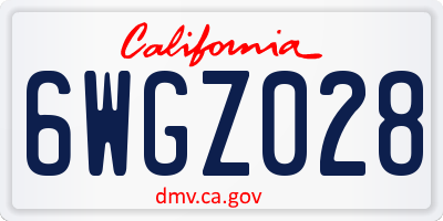 CA license plate 6WGZ028