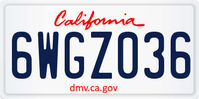 CA license plate 6WGZ036