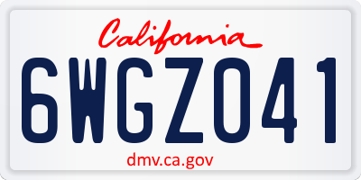 CA license plate 6WGZ041