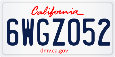 CA license plate 6WGZ052