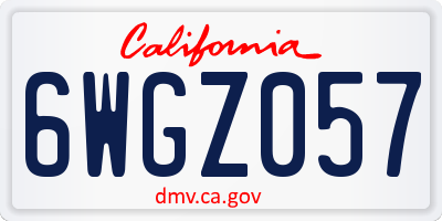 CA license plate 6WGZ057