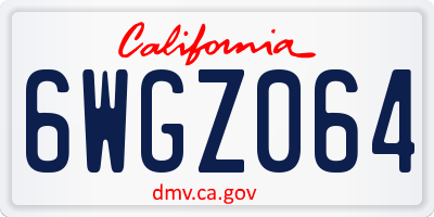 CA license plate 6WGZ064