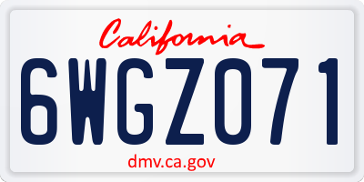 CA license plate 6WGZ071