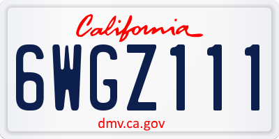 CA license plate 6WGZ111