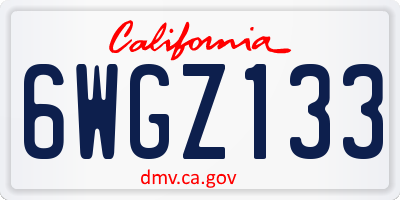 CA license plate 6WGZ133