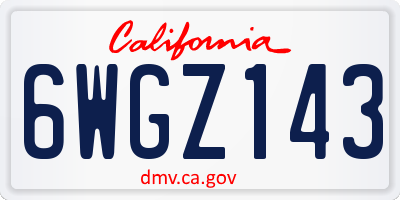 CA license plate 6WGZ143