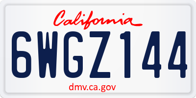 CA license plate 6WGZ144