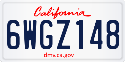 CA license plate 6WGZ148