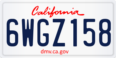 CA license plate 6WGZ158