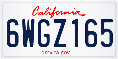 CA license plate 6WGZ165