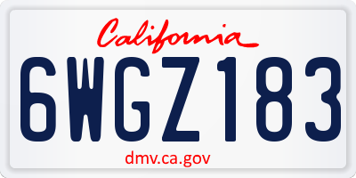 CA license plate 6WGZ183