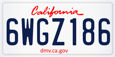 CA license plate 6WGZ186