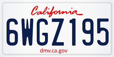 CA license plate 6WGZ195