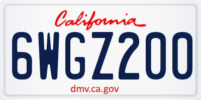 CA license plate 6WGZ200