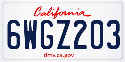 CA license plate 6WGZ203