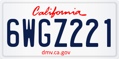 CA license plate 6WGZ221