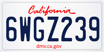 CA license plate 6WGZ239