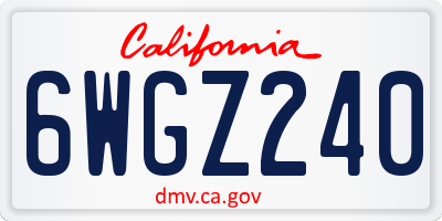 CA license plate 6WGZ240