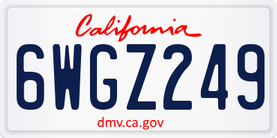 CA license plate 6WGZ249