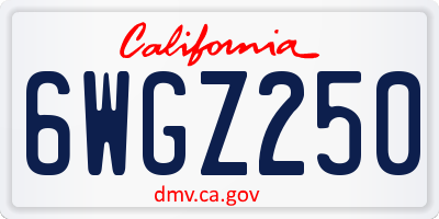 CA license plate 6WGZ250