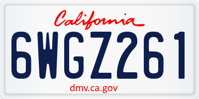 CA license plate 6WGZ261