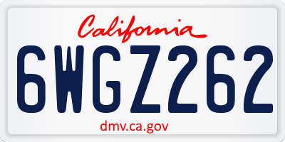 CA license plate 6WGZ262