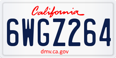 CA license plate 6WGZ264