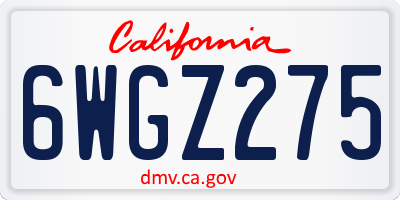 CA license plate 6WGZ275