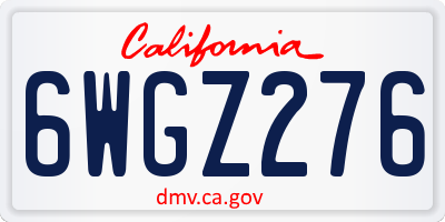 CA license plate 6WGZ276