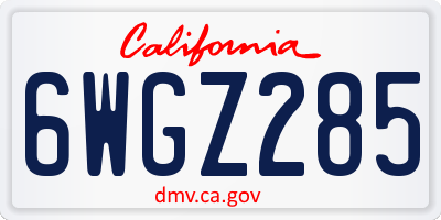 CA license plate 6WGZ285