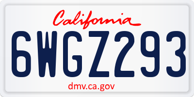 CA license plate 6WGZ293