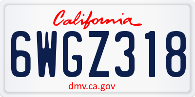 CA license plate 6WGZ318
