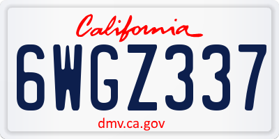 CA license plate 6WGZ337