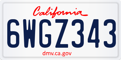 CA license plate 6WGZ343