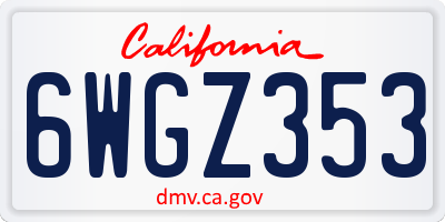 CA license plate 6WGZ353