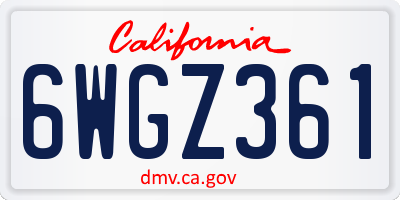CA license plate 6WGZ361