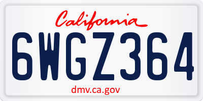 CA license plate 6WGZ364