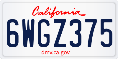 CA license plate 6WGZ375