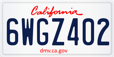 CA license plate 6WGZ402