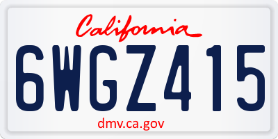 CA license plate 6WGZ415
