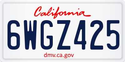 CA license plate 6WGZ425