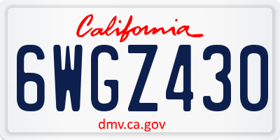 CA license plate 6WGZ430