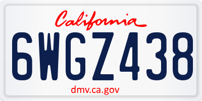 CA license plate 6WGZ438