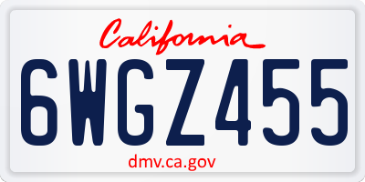 CA license plate 6WGZ455