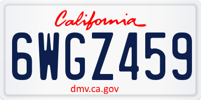 CA license plate 6WGZ459