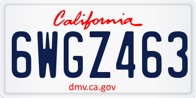 CA license plate 6WGZ463